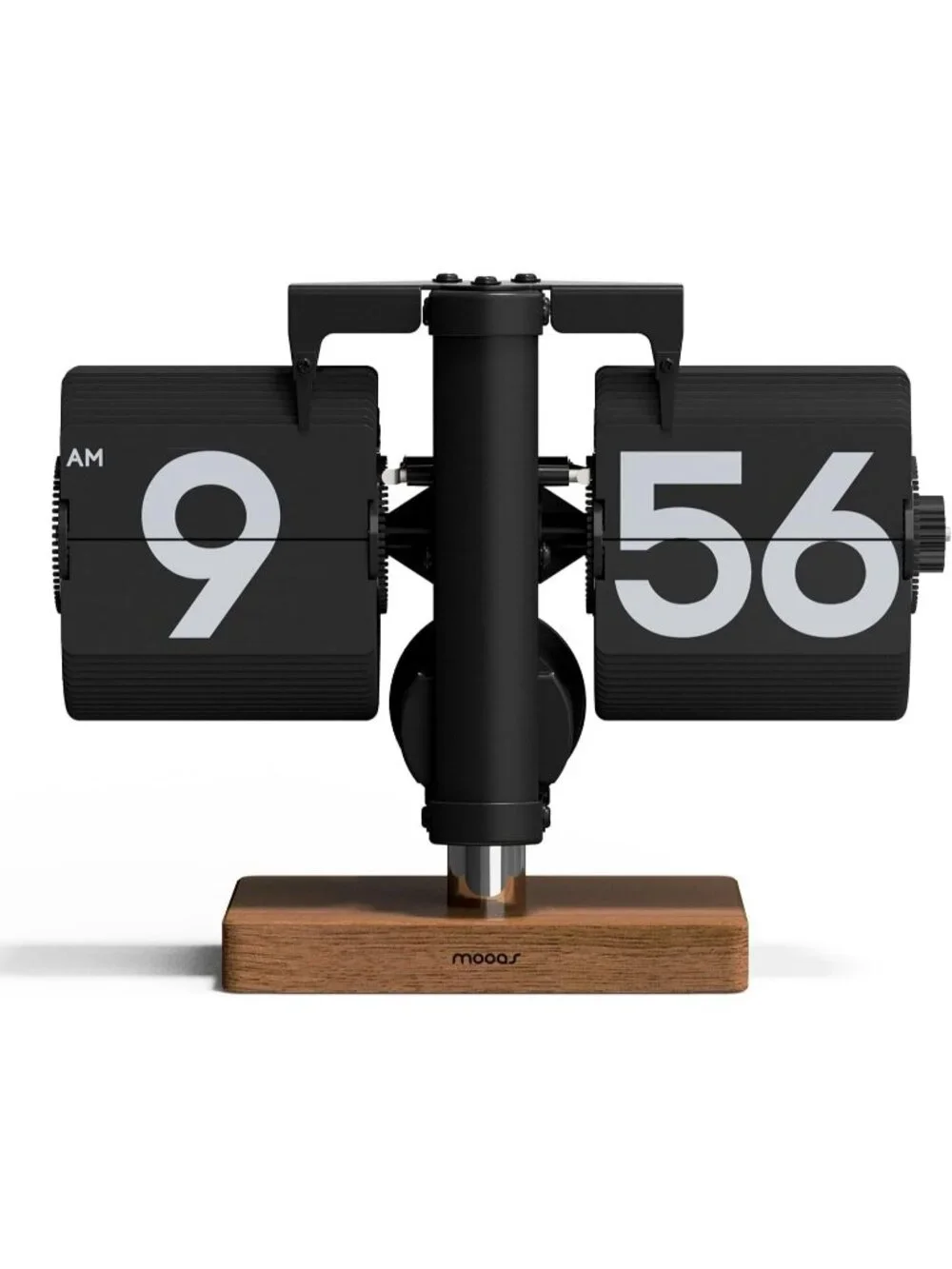 Home Black Analog Quartz Large Number Mini Wood Vintage Design Flip Desk Clock